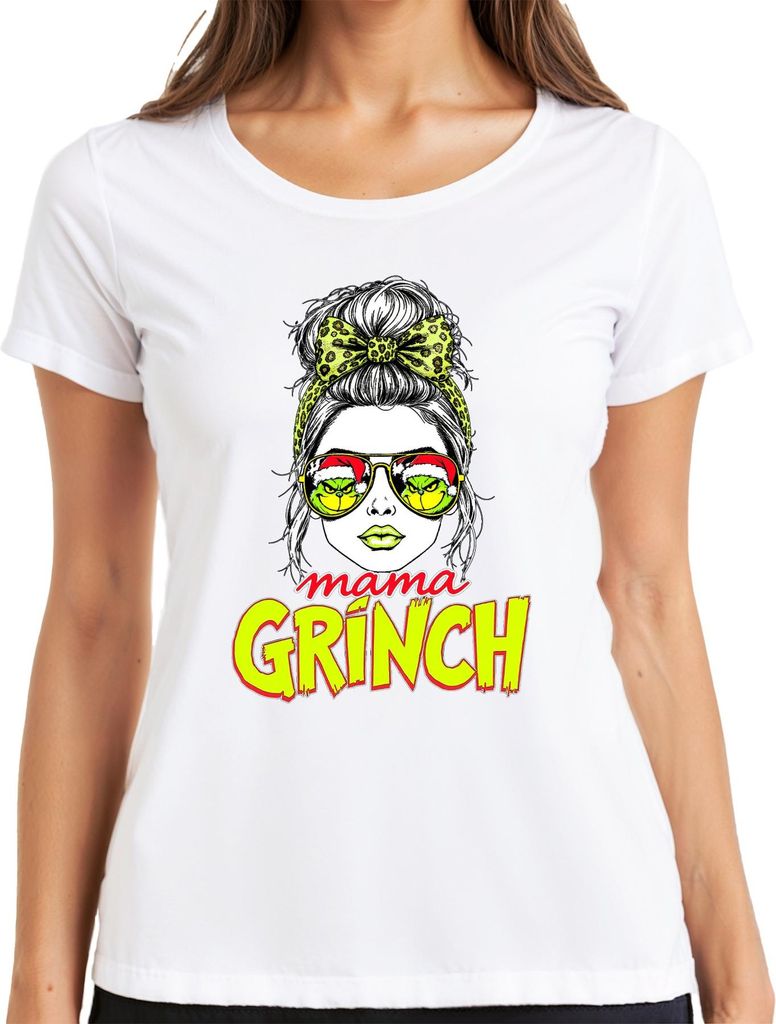 mama GRÍNCH Weihnachten Geschenk Mutter Lustig Grinchmama Retro Damen T-Shirt, Weiß, S
