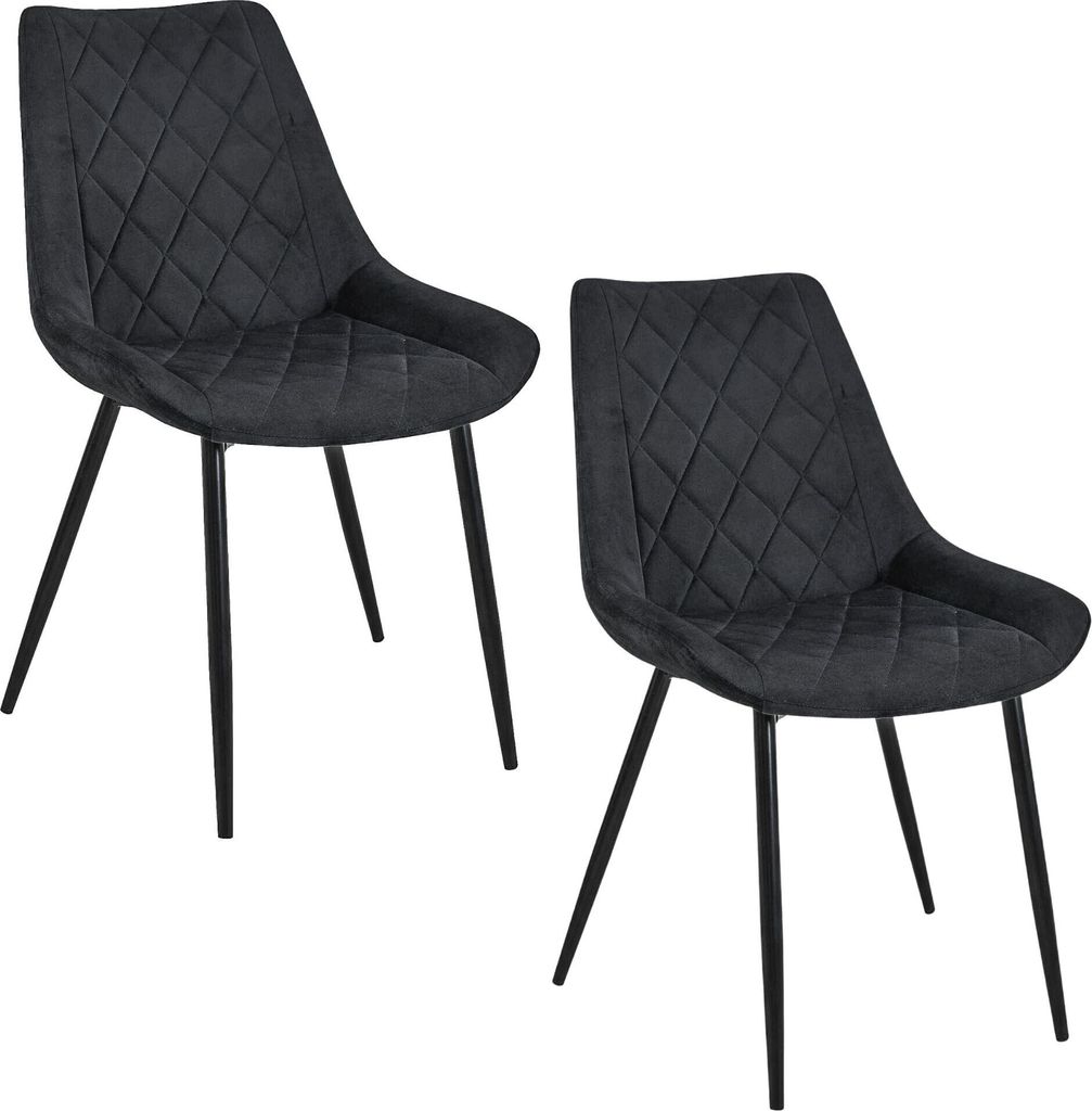 Esszimmerstühle mit Samt 2er Set AKORD SJ.0488 Stuhl aus Velours in Schwarz