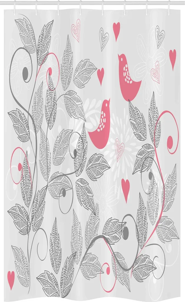 Tenda Doccia Design Retro Love Birds 120x180 - Chic Rosa e Grigio