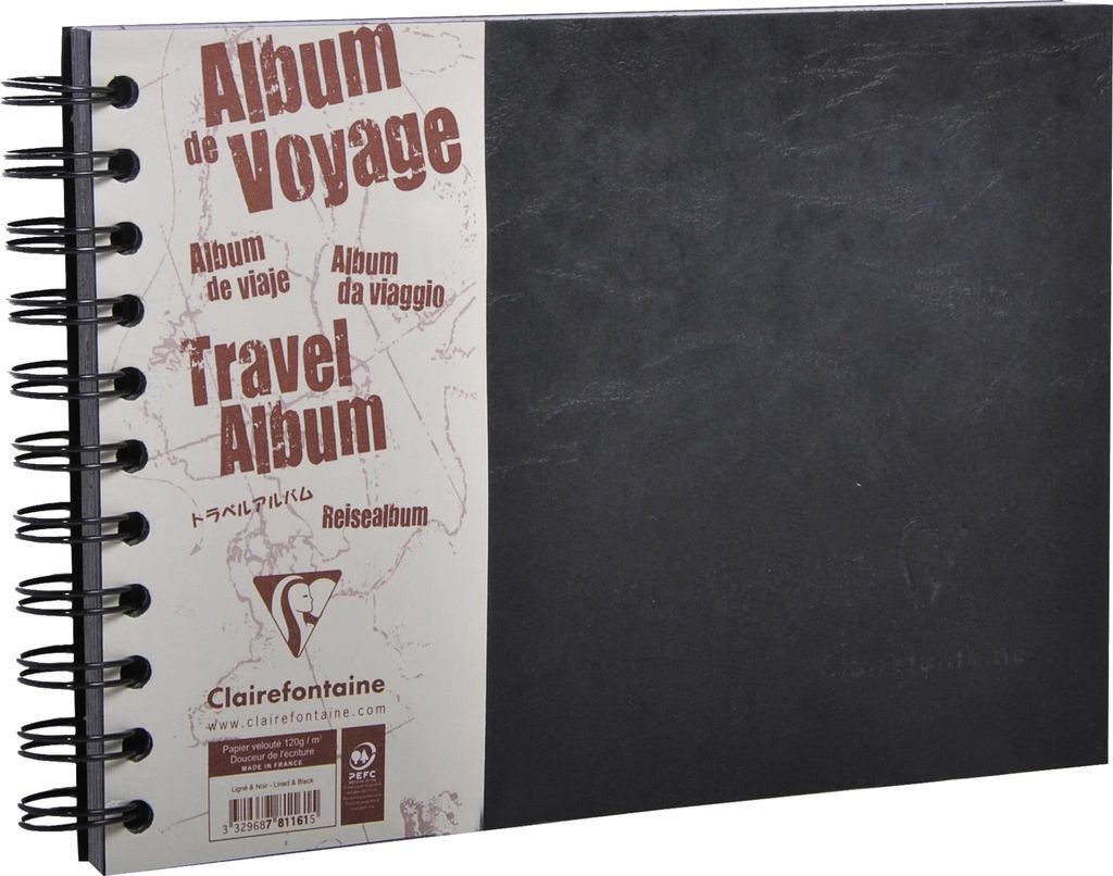 Clairefontaine 5x Reisealbum A5 liniert & blanko 40 Blatt Schwarz 781161C