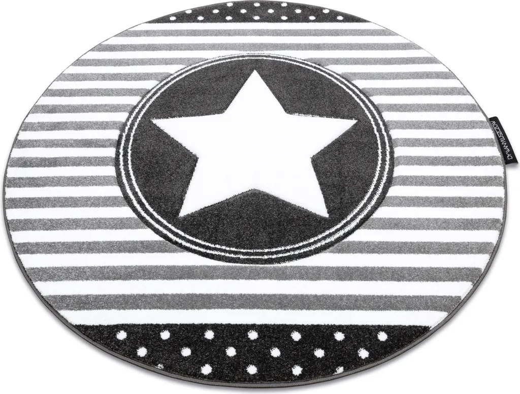 Grand tapis gris cercle 140 cm PETIT STAR ÉTOILE moelleux et résistant