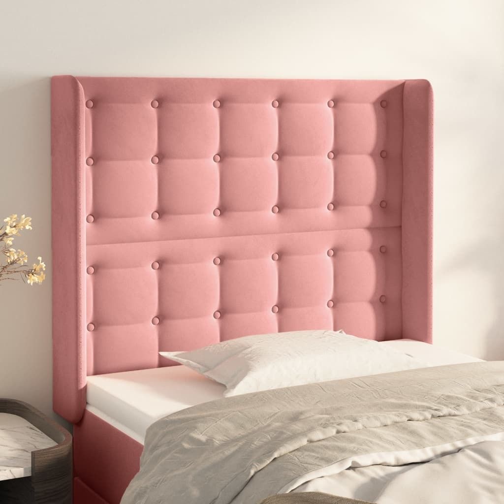 The Living Store Kopfteil mit Ohren Rosa 83x16x118/128 cm Samt