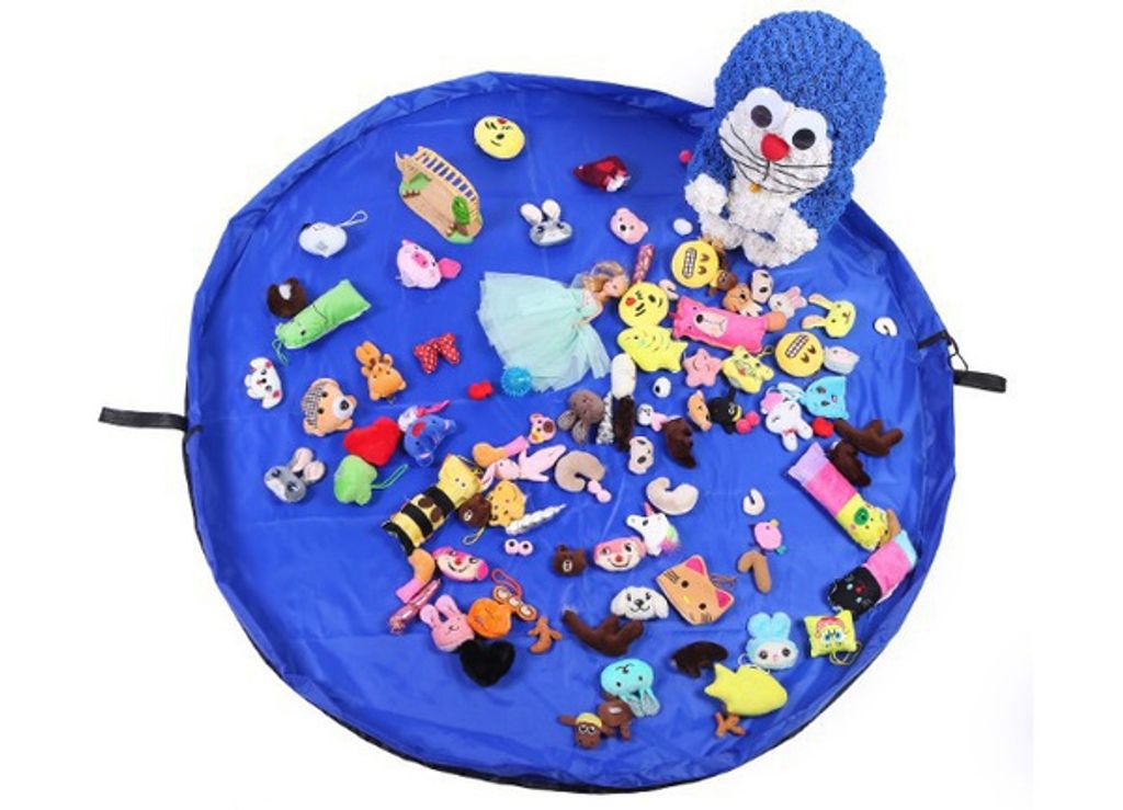 XXL Kinder Aufräumsack Spieldecke Spielzeug Speicher Tasche Aufbewahrung Blau DE 