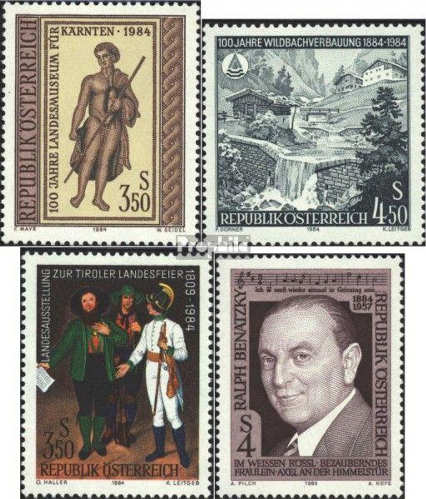 Briefmarken Österreich 1984 Mi 1778,1779,1780,1781 Produktbild 