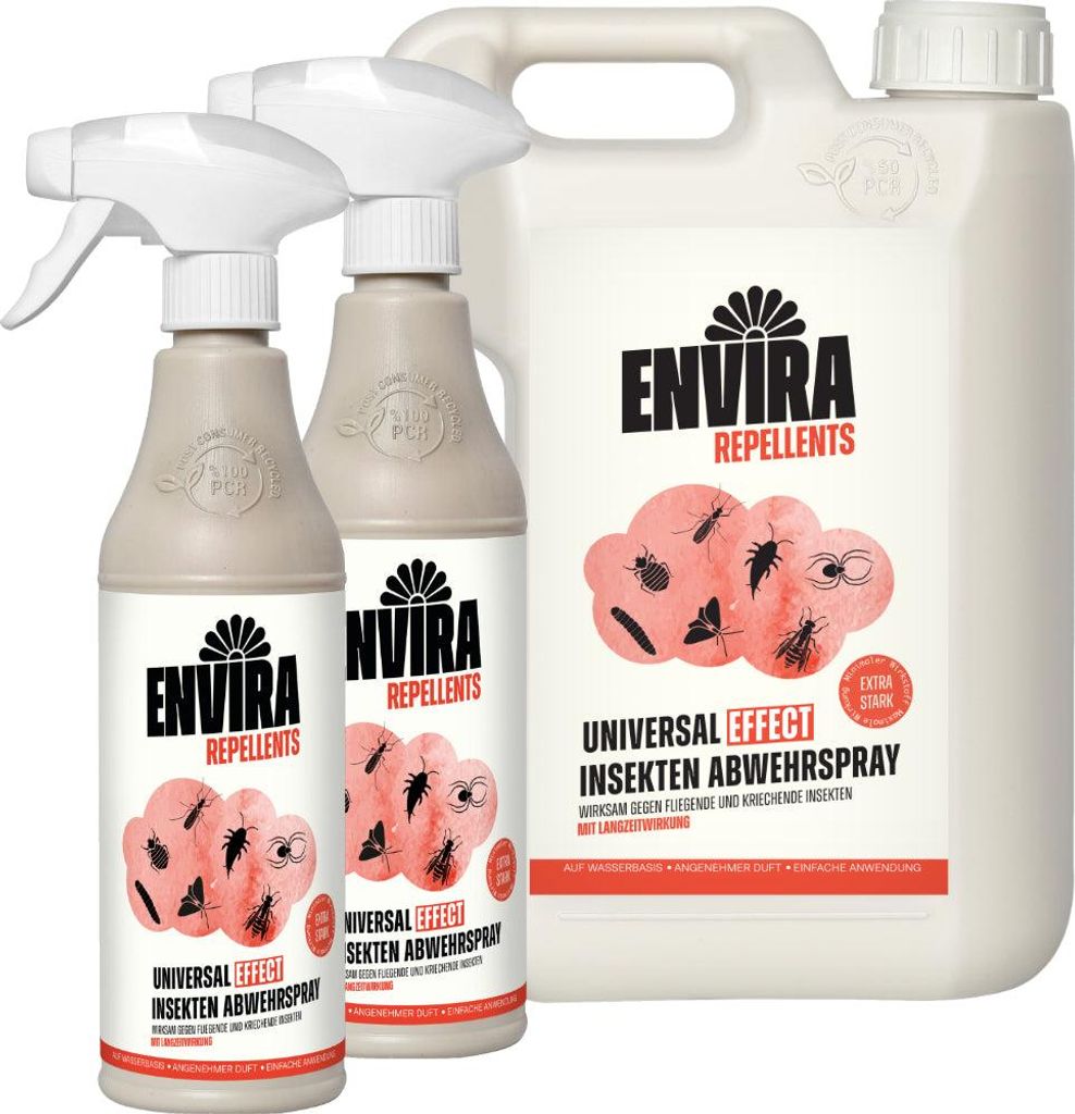 Envira Universal Effect Insekten Abwehrspray im Nachfüllpack 2L+2x500ml