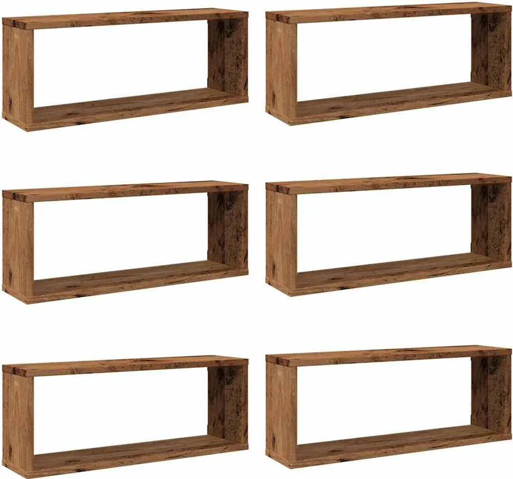 vidaXL Mensole Galleggianti a Cubo 6pz Legno Recuperato 60x15x23