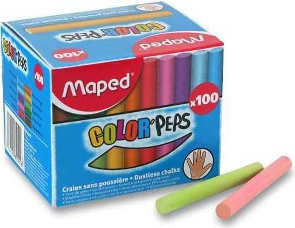 Mapované křídy na tabuli COLOR'PEPS kulaté různé barvy 100 Obrázek produktu 2