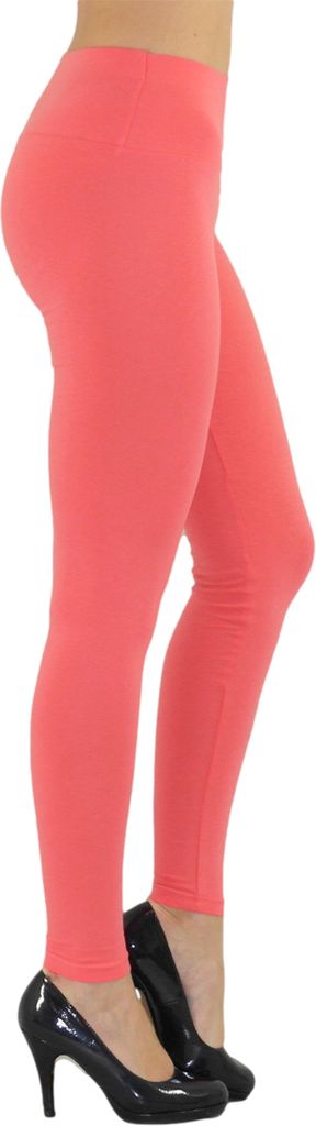 Damen Leggings Leggins lang hoher Bund lachsrosa XL