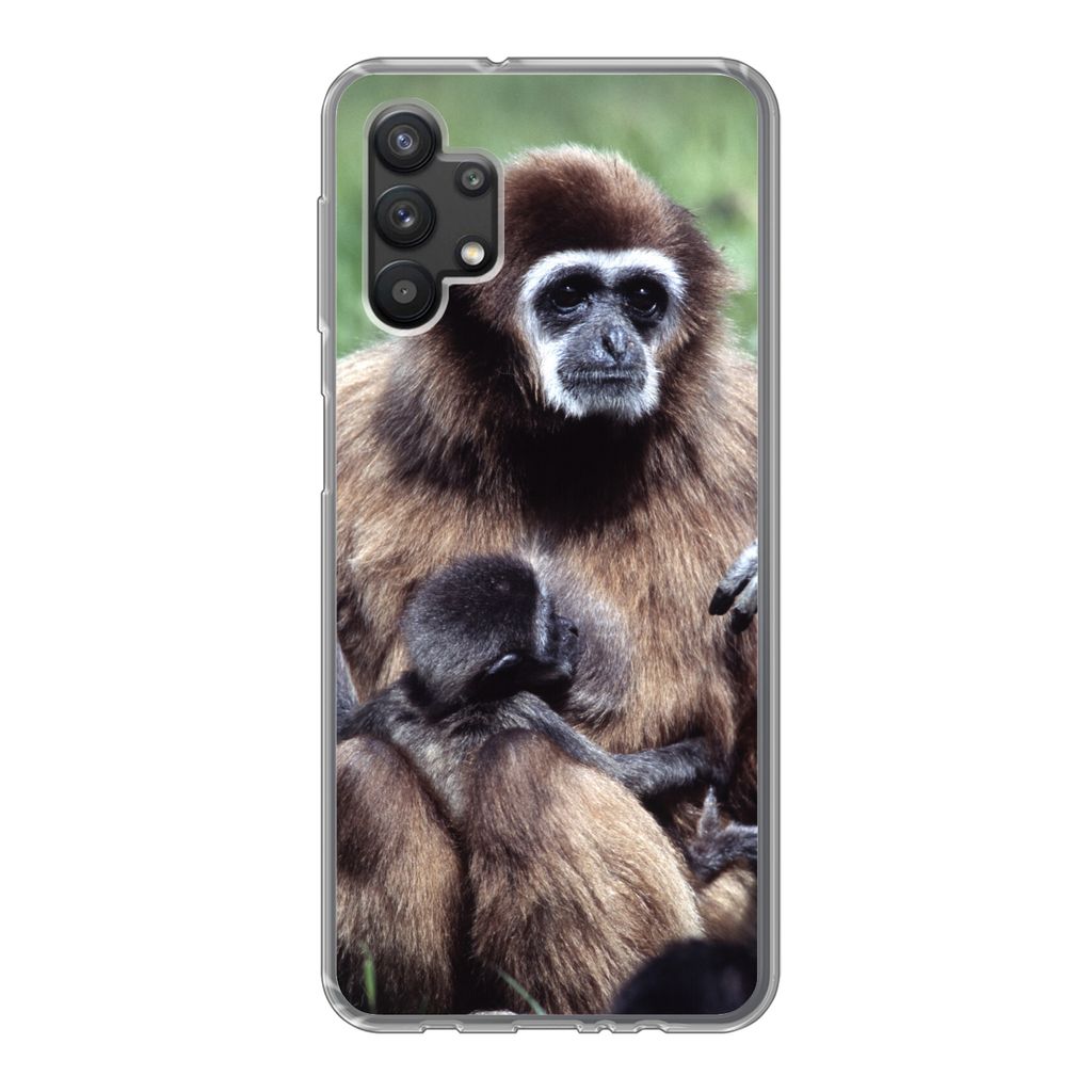 MuchoWow Handyhülle Schutzhülle Hülle für Samsung Galaxy A32 5G Affe - Pflanzen - Jung Silikon Softcase Handy Hülle - Softcase