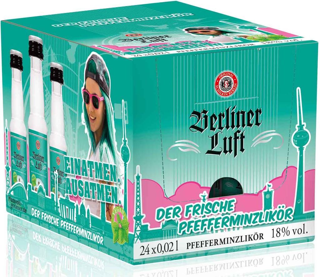 Berliner Luft Pfefferminzlikör | 18 % vol | 24 x 0,02 l Produktbild 