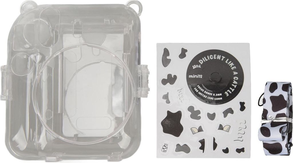 Instant Camera Case Kit Schultergurtaufkleber langlebiger Schutz für Instax Mini 12 Kuhmuster