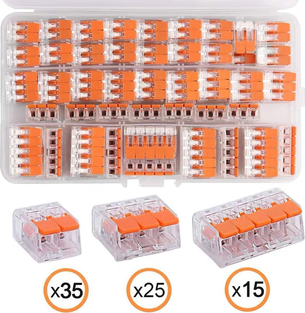 75 Stück elektrische Steckverbinder, Drahtblockklemme Schnelldraht-Klemmenverbinder