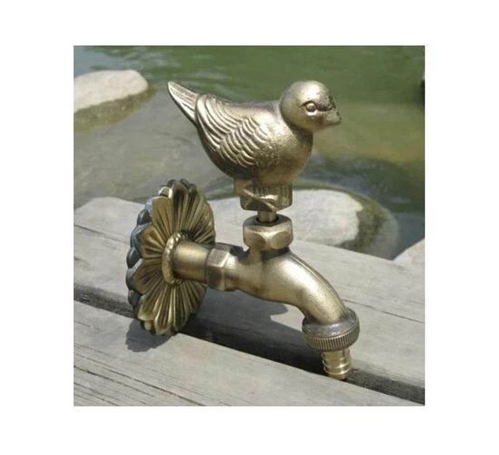 Garten Wasserhahn Gartenhahn Zapfhahn Spatz Gold Messing Produktbild 