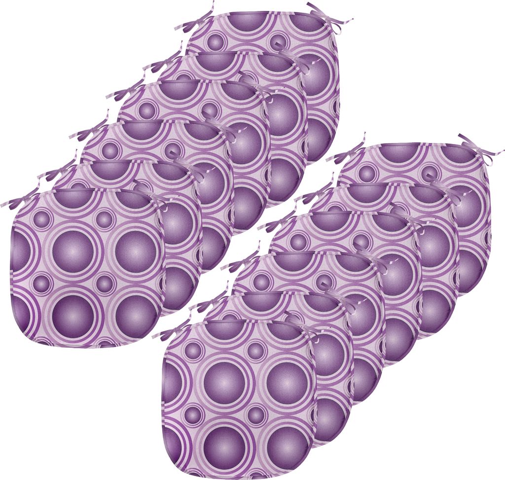 ABAKUHAUS Mauve Polster für Esszimmerstühle, Kreislinien Ringe, Dekoratives wasserfestes Kissen mit Riemen für Küchensitze, 40 cm x 40 cm-12er ...