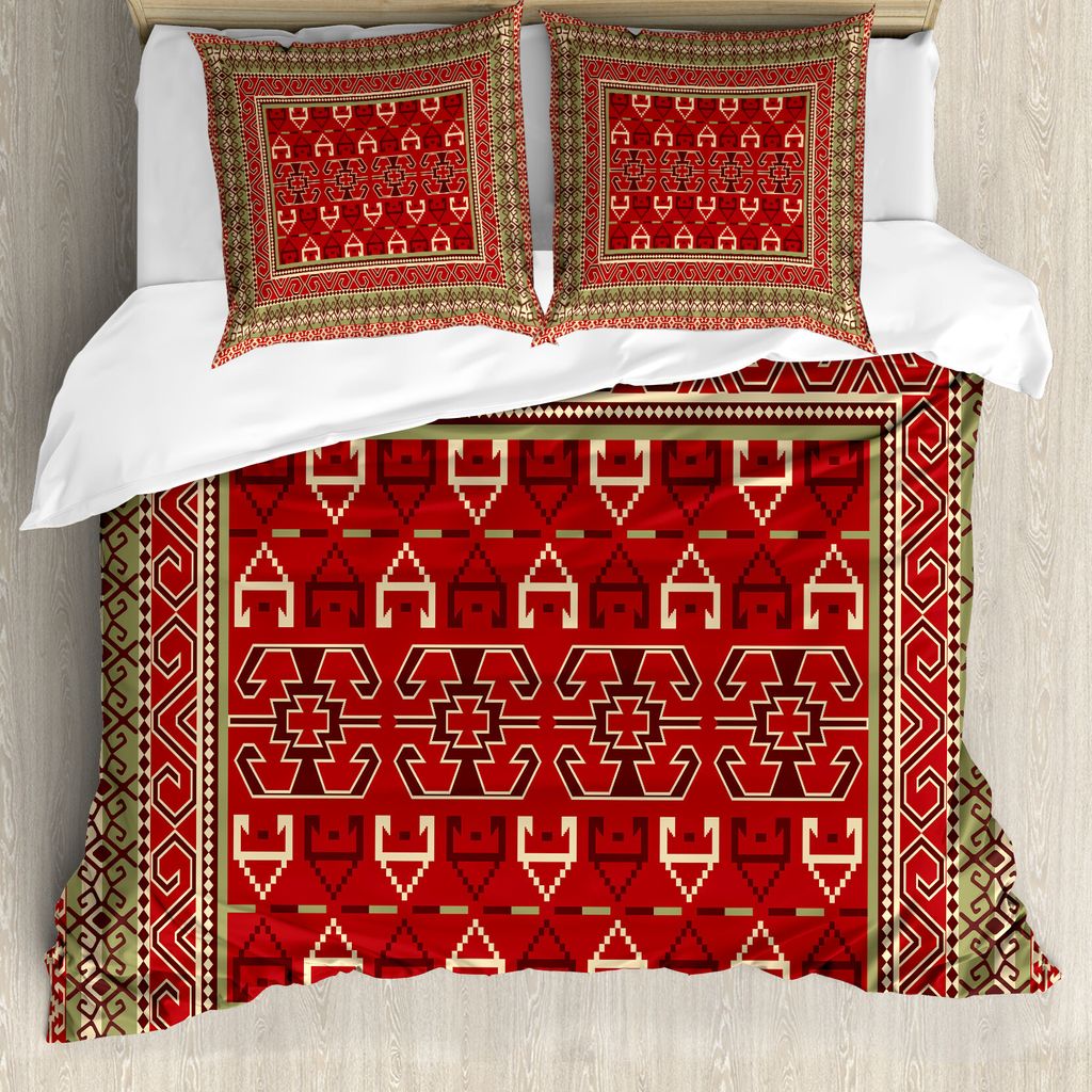 ABAKUHAUS Türkisch-Muster Bettbezug, Abstraktes Feld, Milbensicher Allergiker geeignet mit Kissenbezügen, 200 cm x 200 cm - 80 x 80 cm, Pistachio...