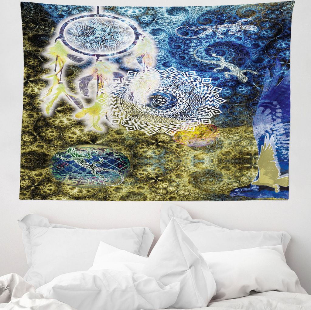 ABAKUHAUS Einheimische Wandteppich, Old American Traumfänger aus Weiches Mikrofaser Stoff Waschbar ohne Verblassen Digitaldruck, 150 x 110 cm, Ind...