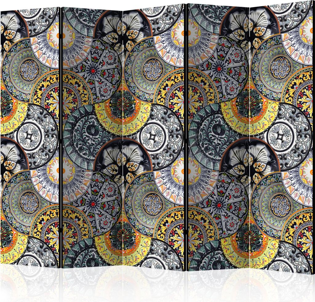 5-teiliger Einseitiger Vlies Paravent - Painted Exoticism II 225x172 cm Blumen o-C-0001-z-c