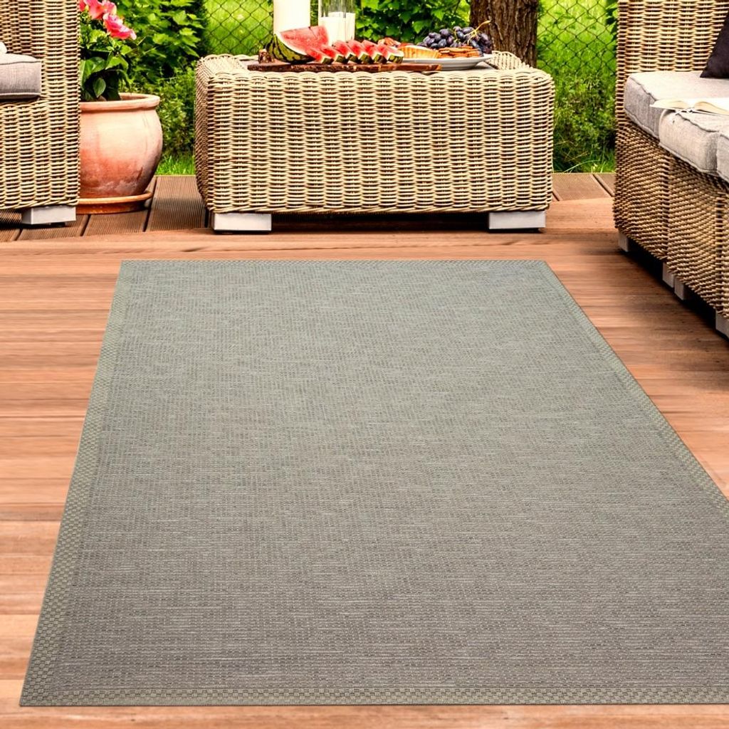Indoor & Outdoor Teppich Sisal Optik Balkon Küche Terrasse Wohnzimmer - beige grau Größe - 160 x 220 cm