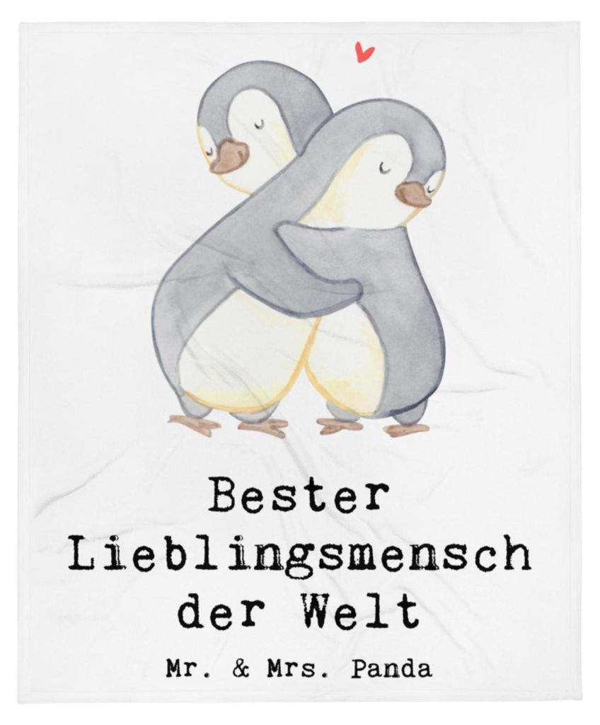 Mr. & Mrs. Panda Kuscheldecke Pinguin Bester Lieblingsmensch der Welt - Weiß - Geschenk, Flauschige Decke, Geschenkidee, Plaid, Papa, Bettdecke, L...