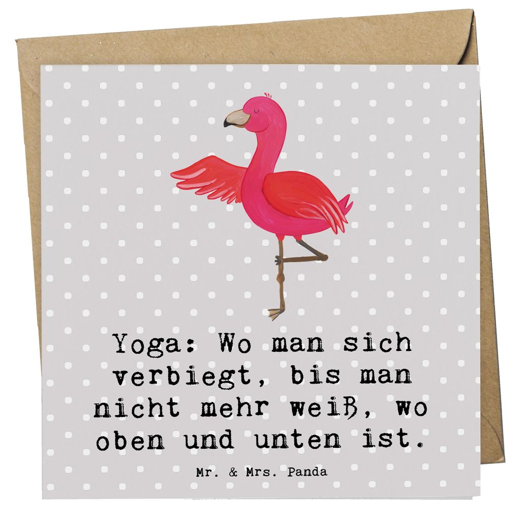 Mr. & Mrs. Panda Glückwunschkarte Yoga Balance - Grau Pastell - Geschenk, Asanas, Gleichgewicht, Klappkarte, Grußkarte, Körper und Geist, verbie...