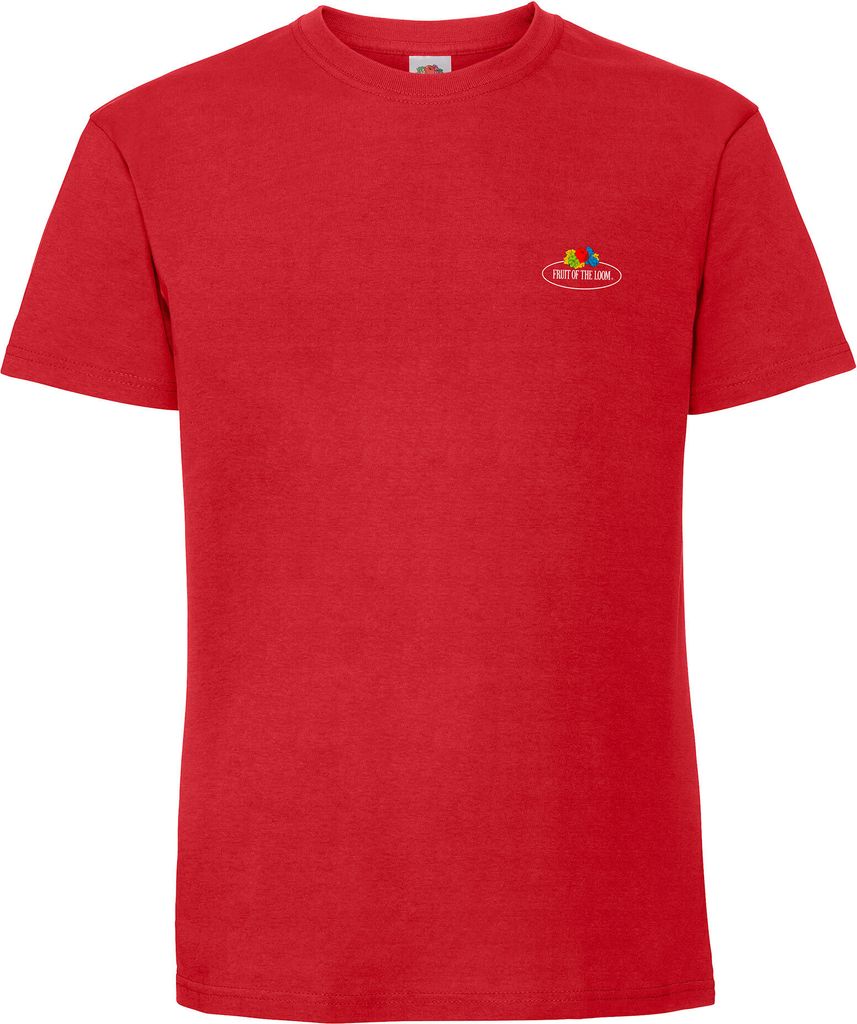 Fruit of the Loom Ringspun Premium T-Shirt mit Vintage-Logo auf der Brust Farbe: rot - Vintage-Logo klein Größe: 2XL