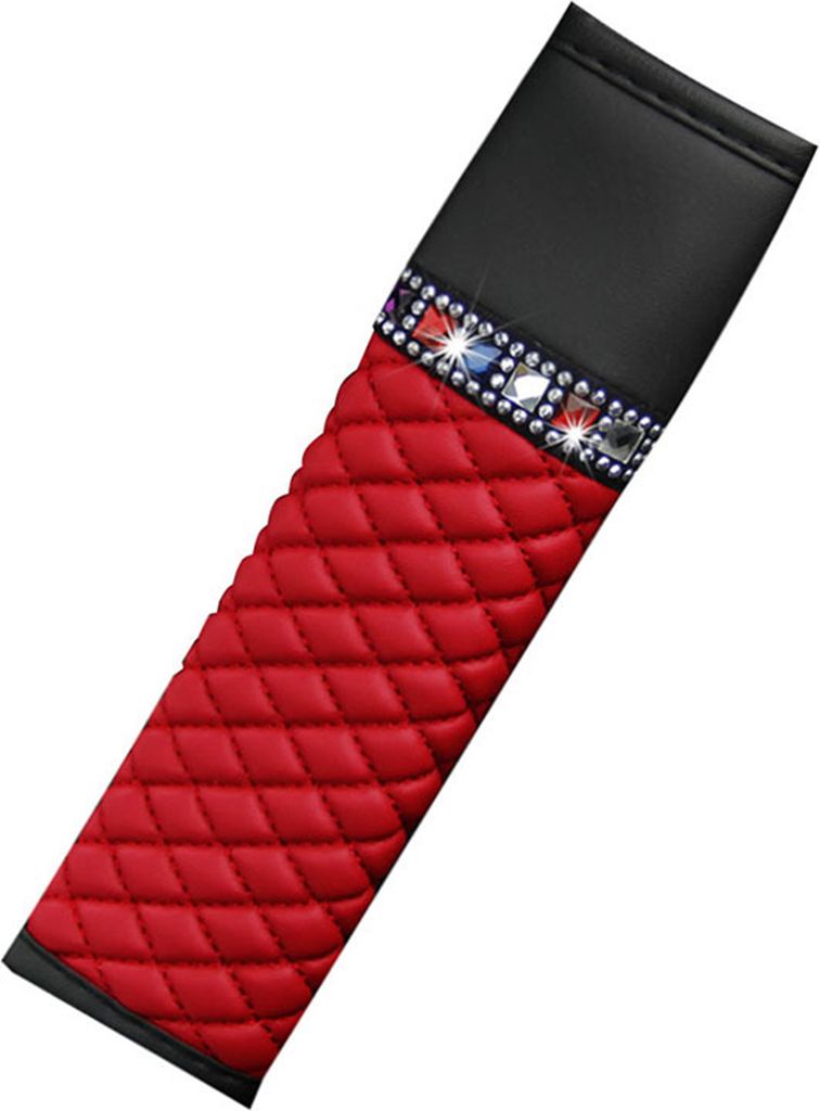 Glänzende Strass-Dekor Auto-Sicherheitsgurtbezug Atmungsaktives Kunstleder-Schulterpolster Komfortables Fahren Autozubehör