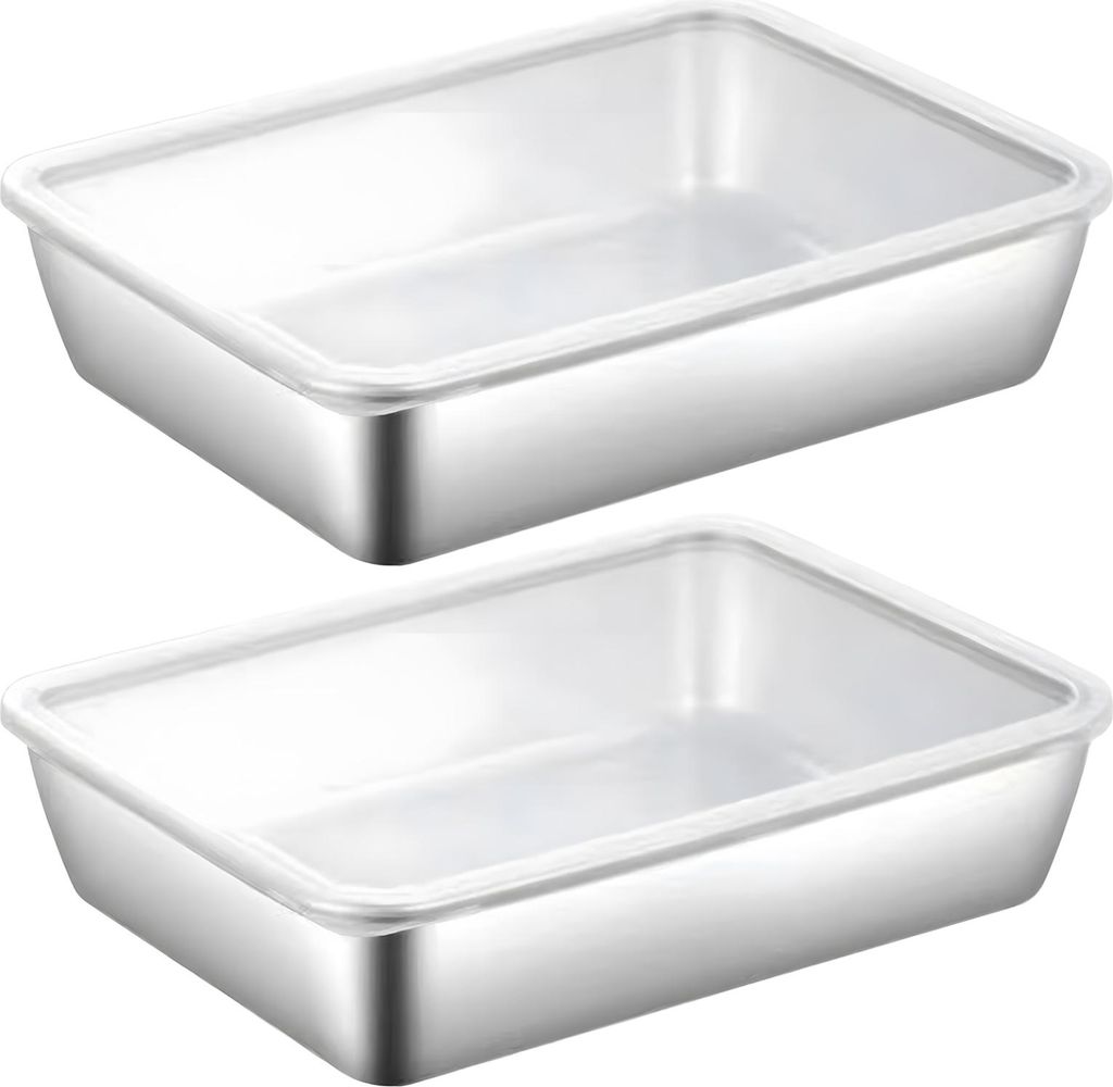 Lunchbox aus Edelstahl mit transparentem Deckel, auslaufsicherer Lebensmittelbehälter für Käse, Feinkost, Fleisch, Obst, Backen im Ofen, Picknic...