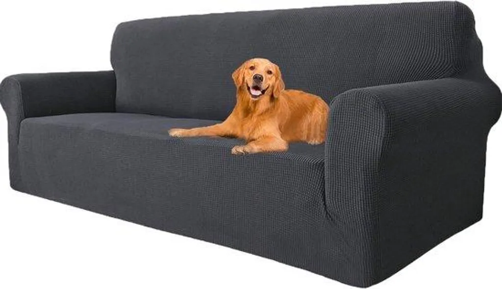 Revêtement de canapé élastique 3 places coloris gris foncé synthétique