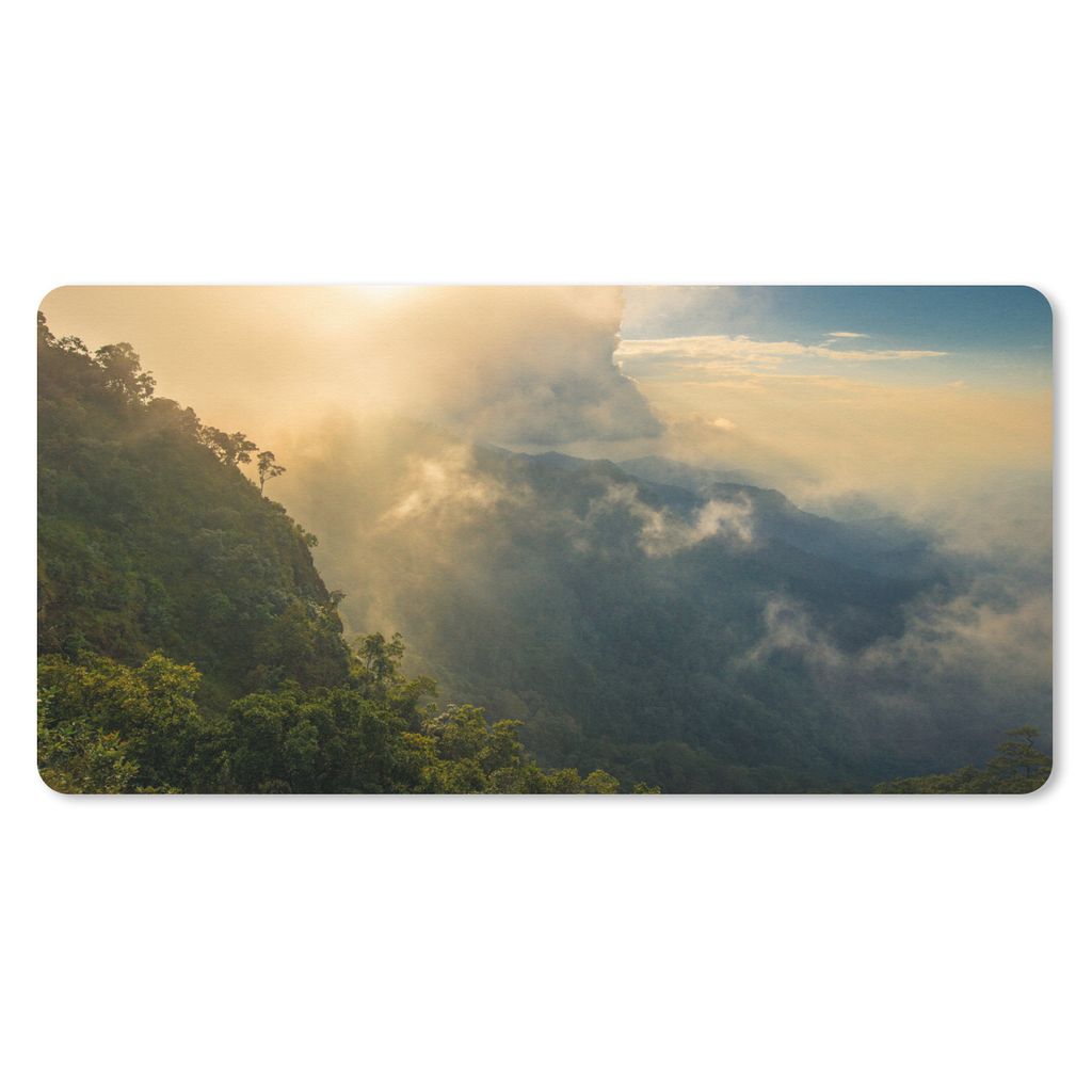 MuchoWow Mauspad Mousepad Sonnenschein und Wolken über dem thailändischen Dschungel 60x30 cm - Mousepads - Maus Mat - Pad - Mausunterlage - Nac...