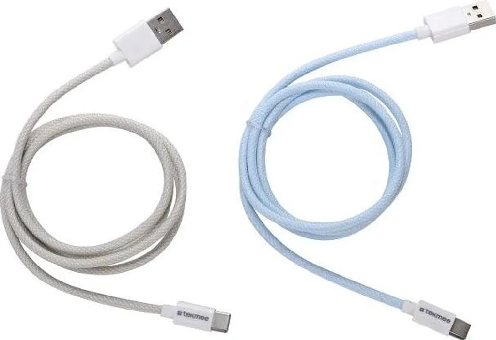 Câble USB-C pour Smartphone et Tablette TEKMEE Blanc Maille Renforcée - 2