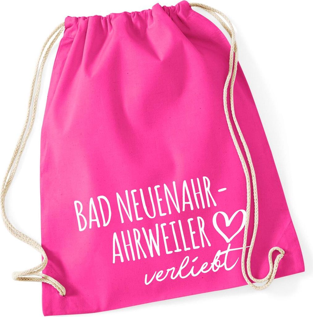 Huuraa Turnbeutel Bad Neuenahr-Ahrweiler verliebt 12 Liter Fuchsia Baumwolle Rucksack Geschenkidee