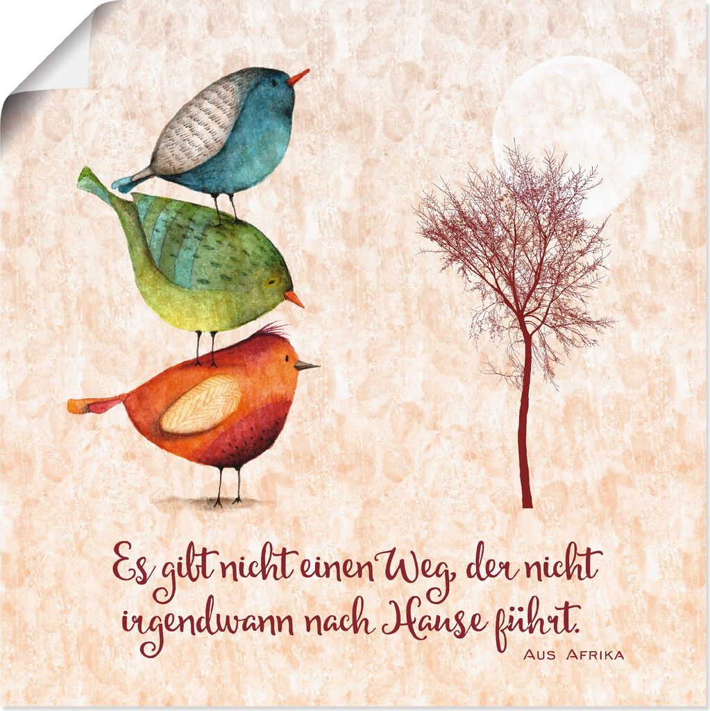 ARTland Poster Lebensweisheit Zu Hause Größe: 100x100 cm