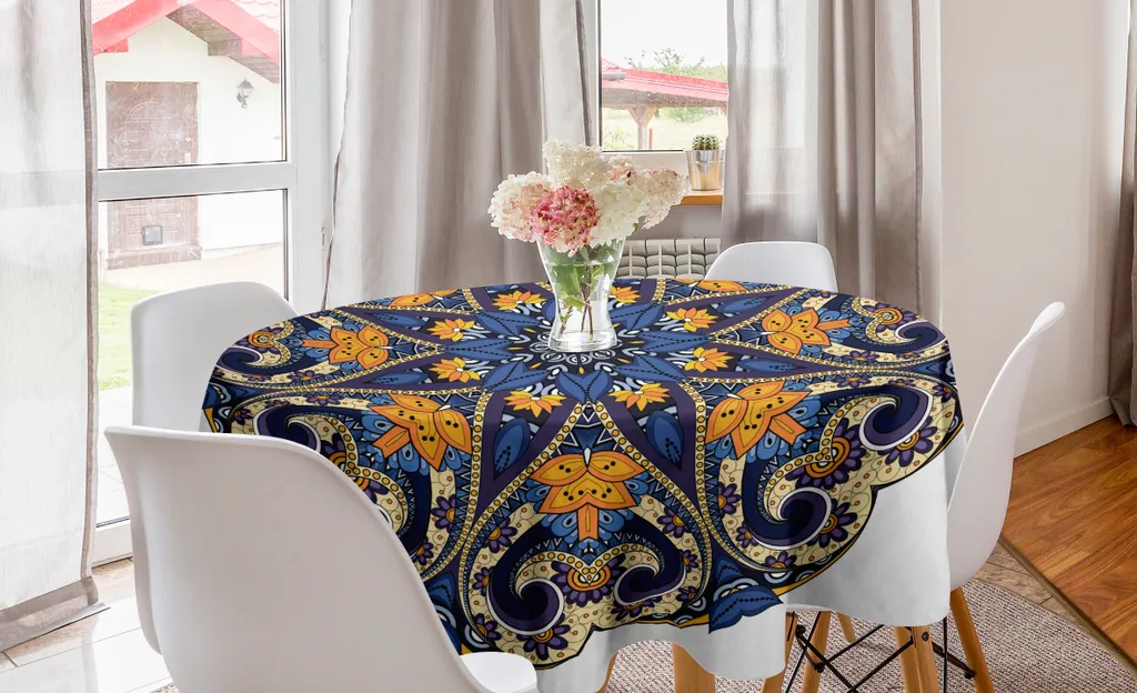 WENYA Tovaglia Rettangolare Vintage Boemo Mandala Impermeabile Lavabile Bronzing Arancia Blu Nero Tovaglia Festa di Compleanno Picnic Tavolo da Pranzo