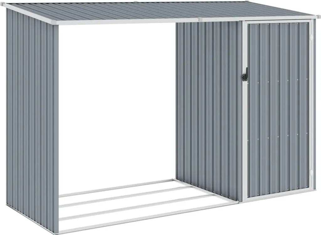 Abri de jardin pour bois de chauffage gris 245x98x159 cm en acier