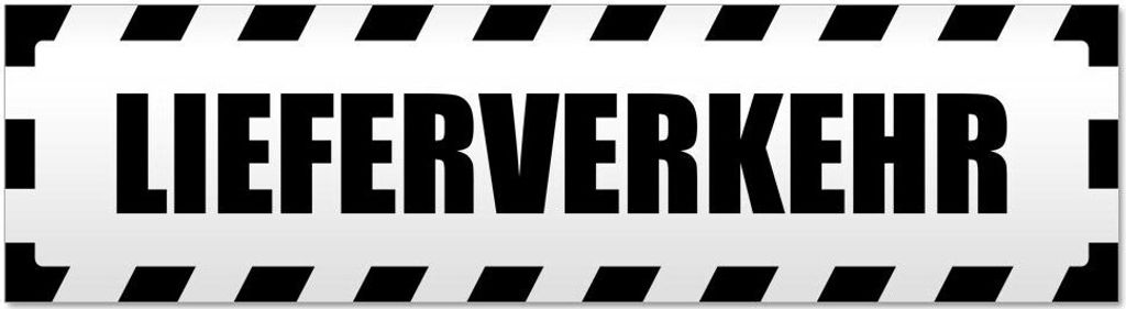 Kiwistar - Autoaufkleber - Schwarz - 30 x 8 cm - Lieferverkehr gestreift - Hinweis Aufkleber Sticker für Auto, Kfz, Fahrrad, PKW, LKW