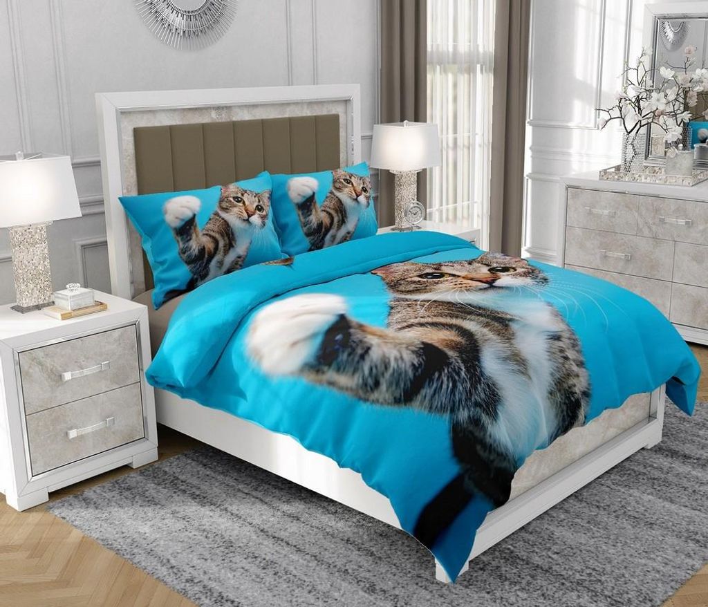 Bettwäsche 140x200 cm + 2x70x80 cm, 3-teilig, 100% Baumwolle, Satin, Reißverschluss, Bunt - SOVIO | So.Z0015