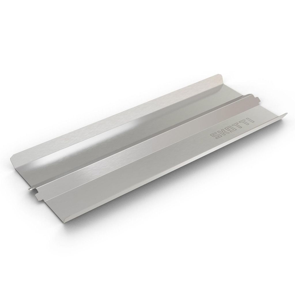 A silver metal grilling accessory is shown on a white background.