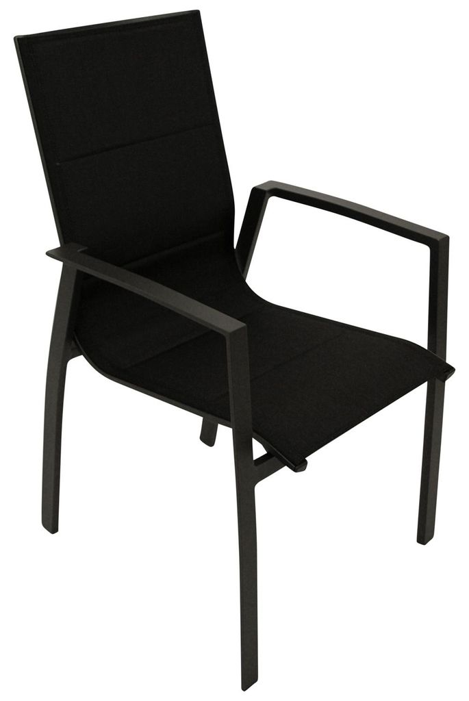 Gartensessel Stapelsessel Aluminium + Kunstgewebe schwarz, 6-er Set