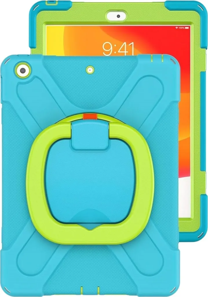 Custodia blindata con supporto girevole per iPad 9,7 pollici 2017/18 Blu