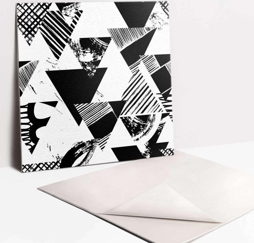 Fliesenaufkleber Set - 9 Stück Selbstklebende PVC Fliesen-Designs - Für Bad und Küche 30 x 30 - Gemusterte Dreiecke