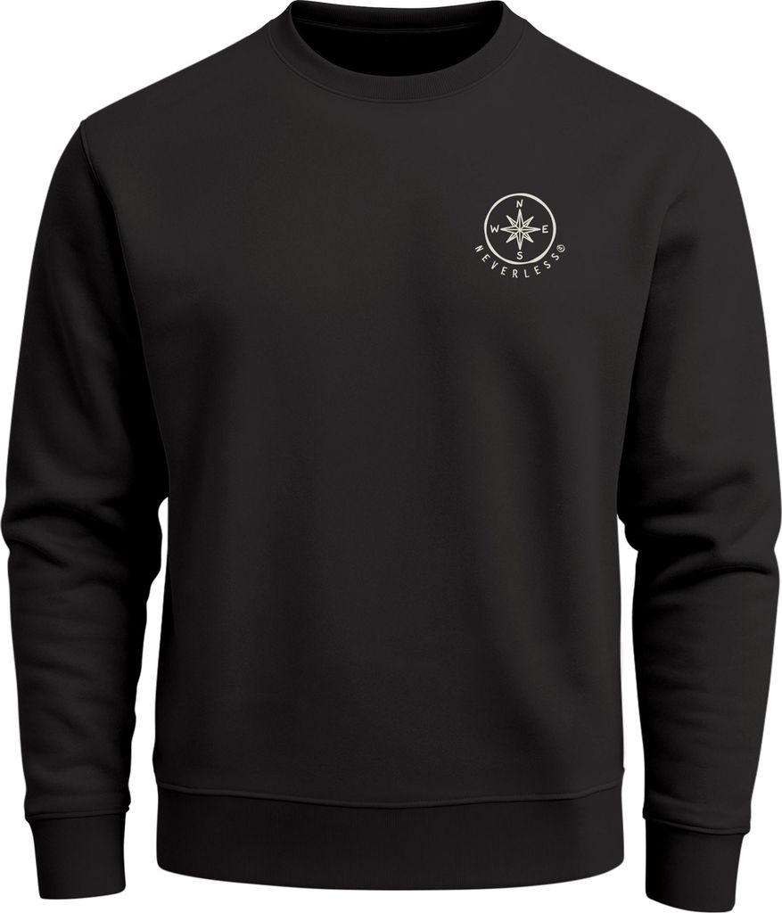 Sweatshirt Herren Logoprint Kompass Pullover mit Aufdruck Outdoor Fashion Streetwear Neverless