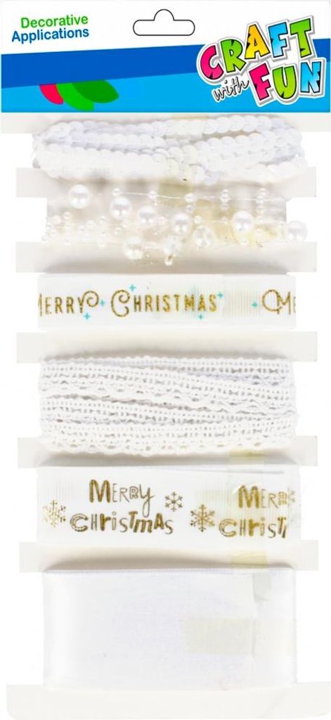 Dekorative Weihnachtsbänder, Mix, 6 Stück, Craft with Fun 501459