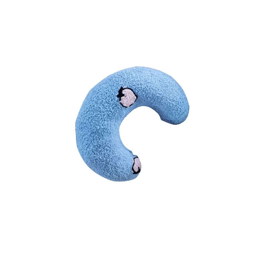 Heikoeco Katze weiches Plüschpad, Haustier beruhigendes Spielzeug Katzenpad, Katze Plüschtier, U-förmiges Kissen zum Schlafen,(blau)