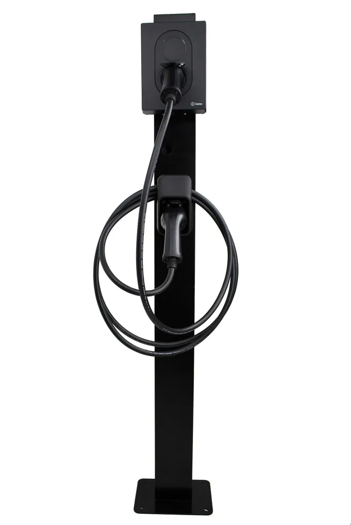 Support Zaptec Go 2 résistant aux intempéries - Métal poudré noir 149cm