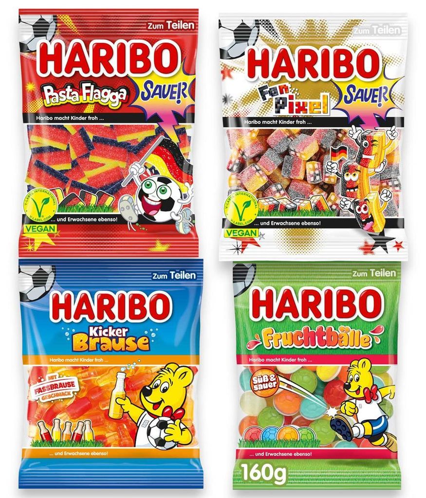 Haribo WM Party Mix 4er Set 655g – Fußball Fruchtgummi Deutschland Fan Party