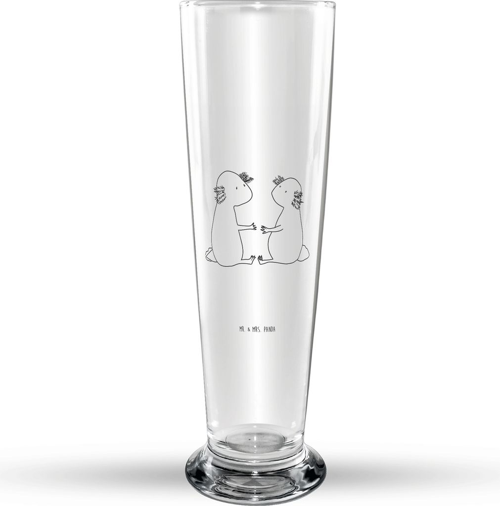 Mr. & Mrs. Panda Bier Glas Axolotl Liebe - Transparent - Geschenk, Weißbierglas, Lurch, Weizenbier, Bierglas, Mr Mrs Weizenglas, Weizen, Valentinstag