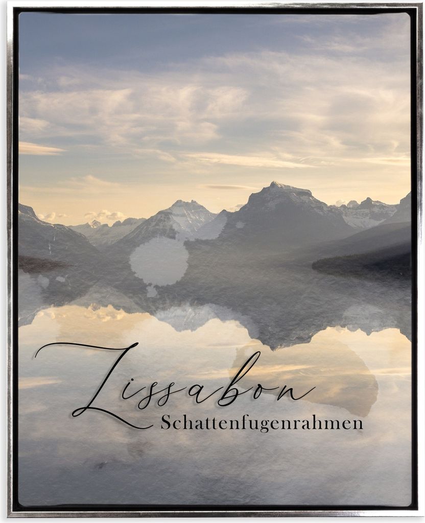 Schattenfugenrahmen Lissabon - 80x90 cm, Schwarz Silber