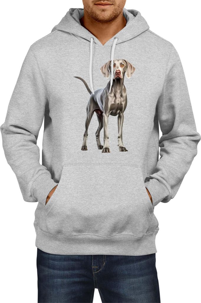 Herren Kapuzenpullover Dogs Breeds Weimaraner Dog Breed 005, Man S / Grau
