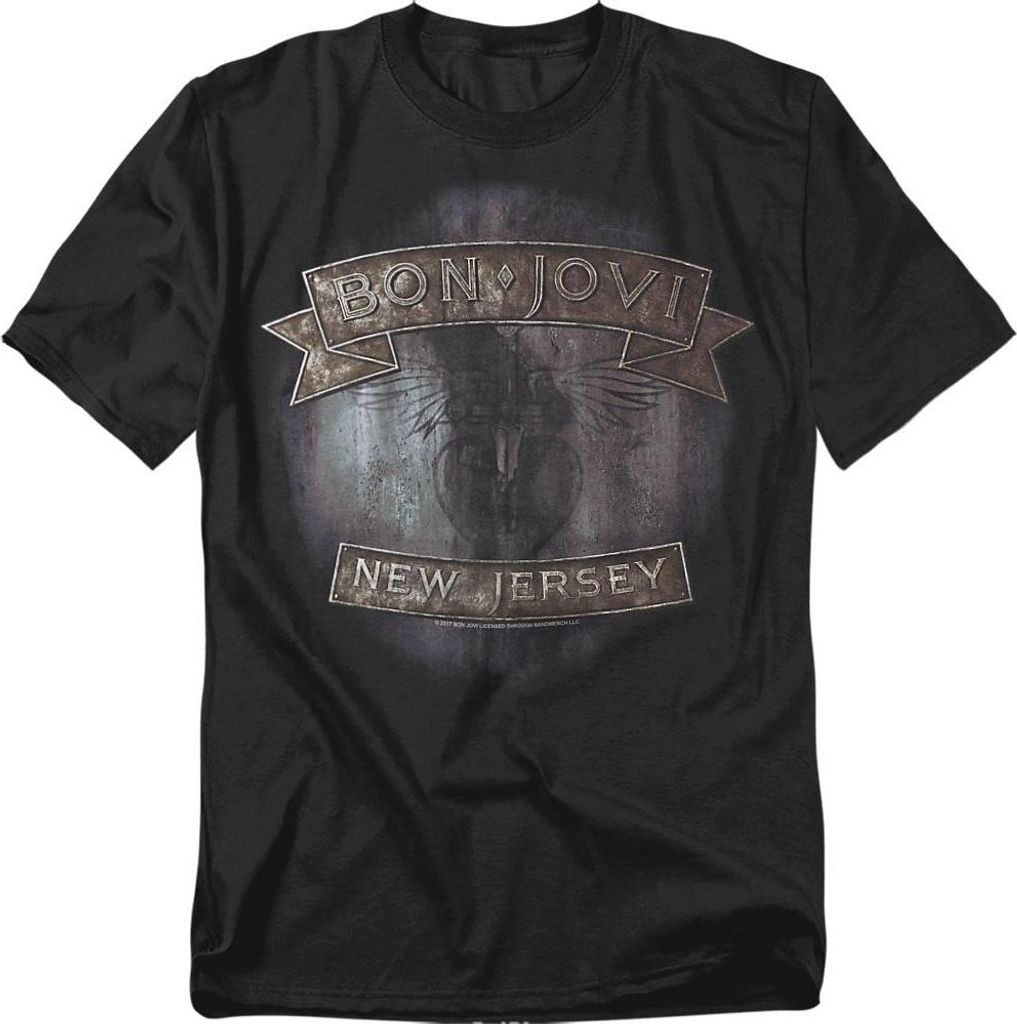 Bon Jovi - "New Jersey" T-Shirt für Herren/Damen Uni TV22766 (XL) (Schwarz)