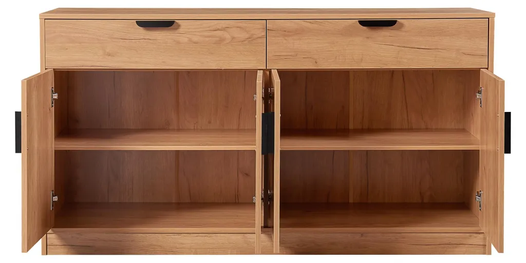 Meuble Buffet 140cm en MDF Chêne - Finition Robuste et Design Scandinave